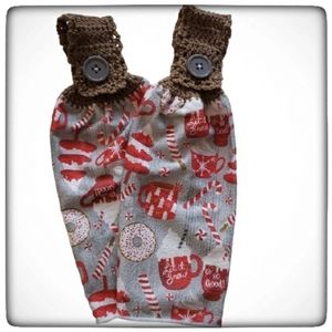 Handmade Crocheted Top Dish Towel Set of 2